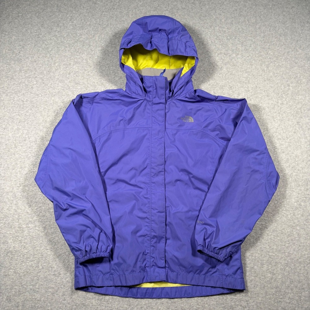 The North Face Rain Jacket Girls Large Purple HyVent Hooded Lightweight Coat